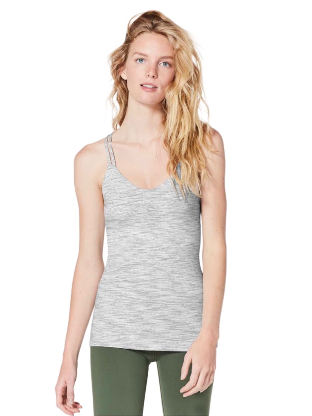 Lululemon Create Your Calm Tank — Space Dye White Black — Cropped — Size 8